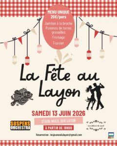 Affiche de la fête au layon, évènement organisé par l'association des jeunes du layon à Nueil-sur-Layon, le samedi 13 juin 2026 dès 18h | Les jeunes du Layon