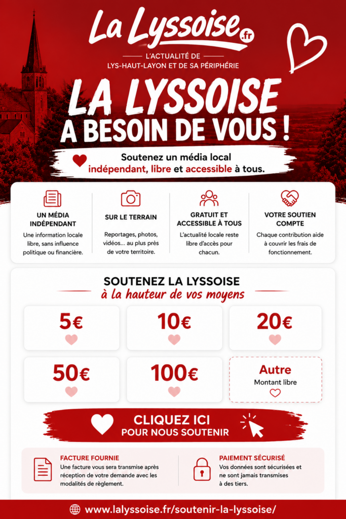 Depuis son lancement, La Lyssoise a fait le choix de proposer une information locale gratuite, indépendante et accessible à tous, sans abonnement et sans contenu réservé.