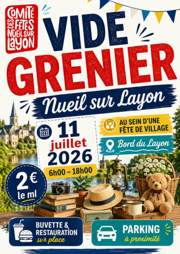 Vide grenier de retour lors de Nueil en fête revient le samedi 11 juillet à Nueil-sur-Layon | Comité des fêtes de Nueil-sur-Layon