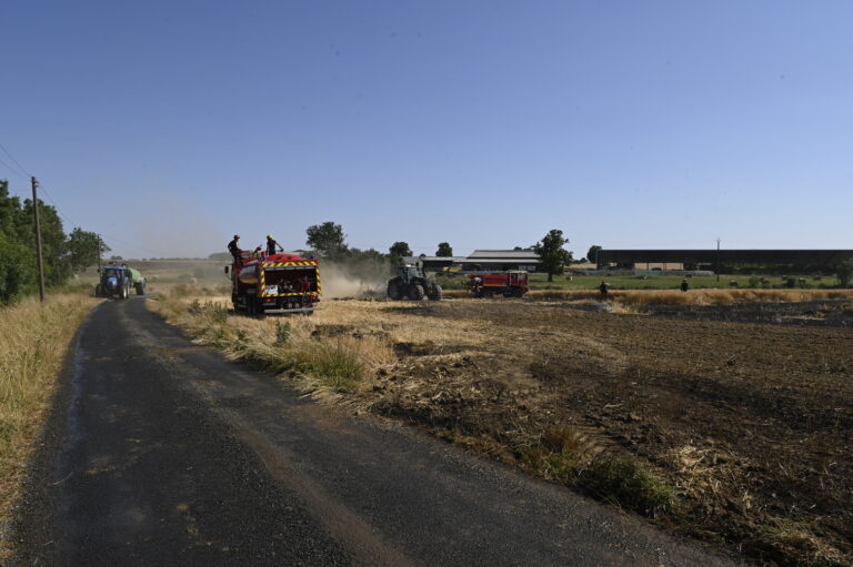 Les sapeurs-pompiers de Vihiers et de Doué-la-Fontaine sont intervenus, mercredi 17juin, lors d'un incendie survenu au lieu-dit de l’Étang à Nueil-sur-Layon | La Lyssoise - KÉVIN NICOULEAUD