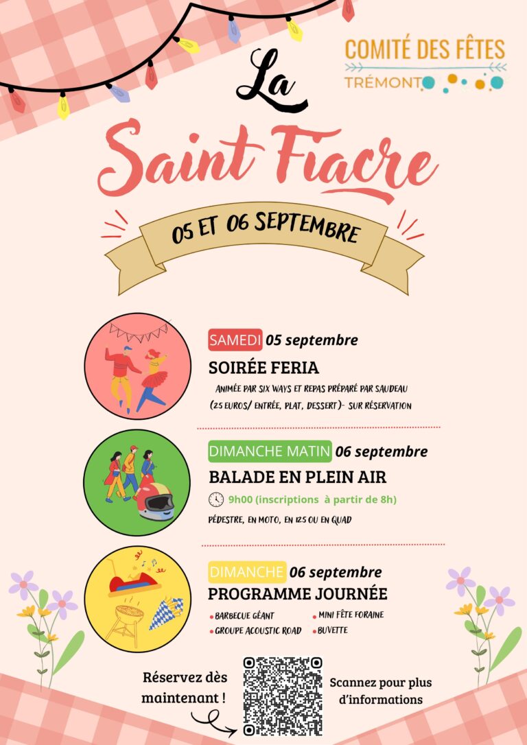 L’affiche de la 63e édition de la Saint-Fiacre de Trémont | Comité des Fêtes de Trémont