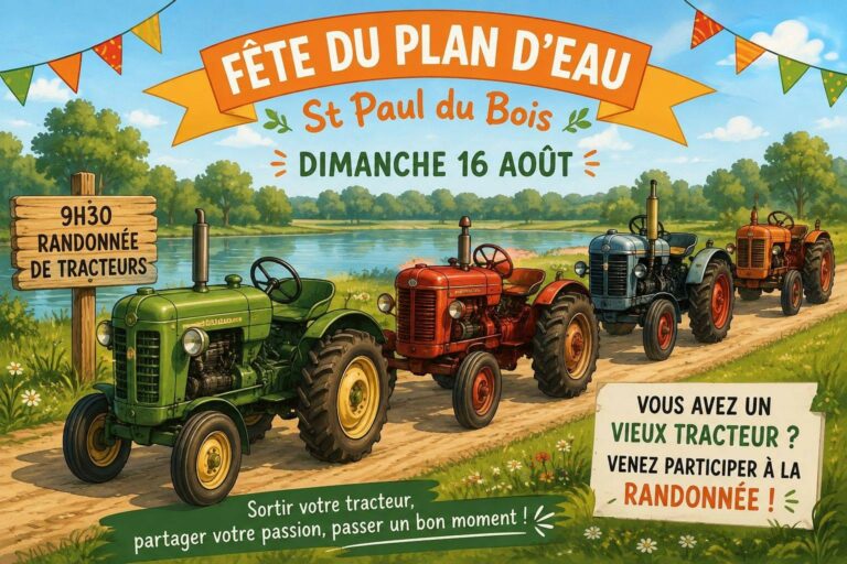 L’affiche de la Fête du Plan d’eau, organisée le dimanche 16 août à Saint-Paul-du-Bois. | Comité des fêtes de Saint-Paul-du-Bois